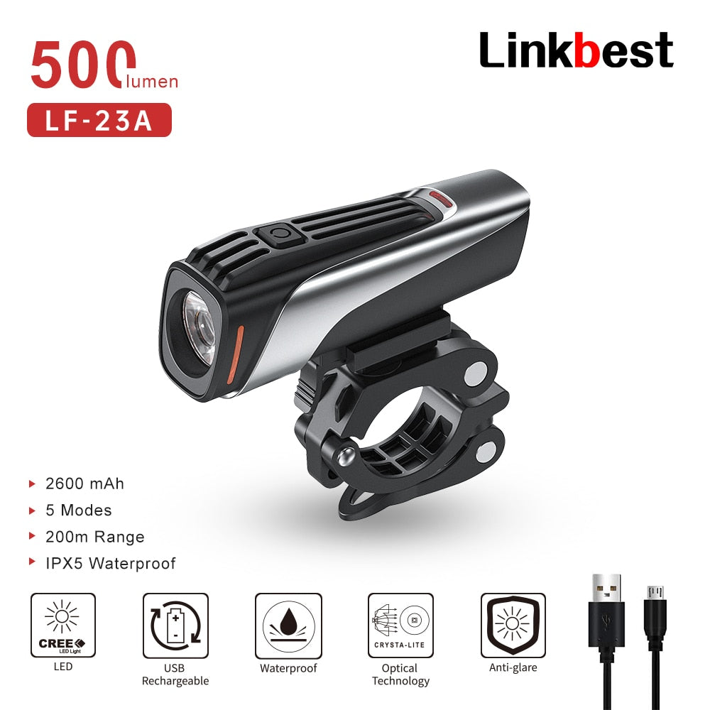 Linkbest 1000 lumens Bike Light Front Helmet Lamp USB Rechargeable LED 3400mAh Bicycle Light Headlight Bike Accessories