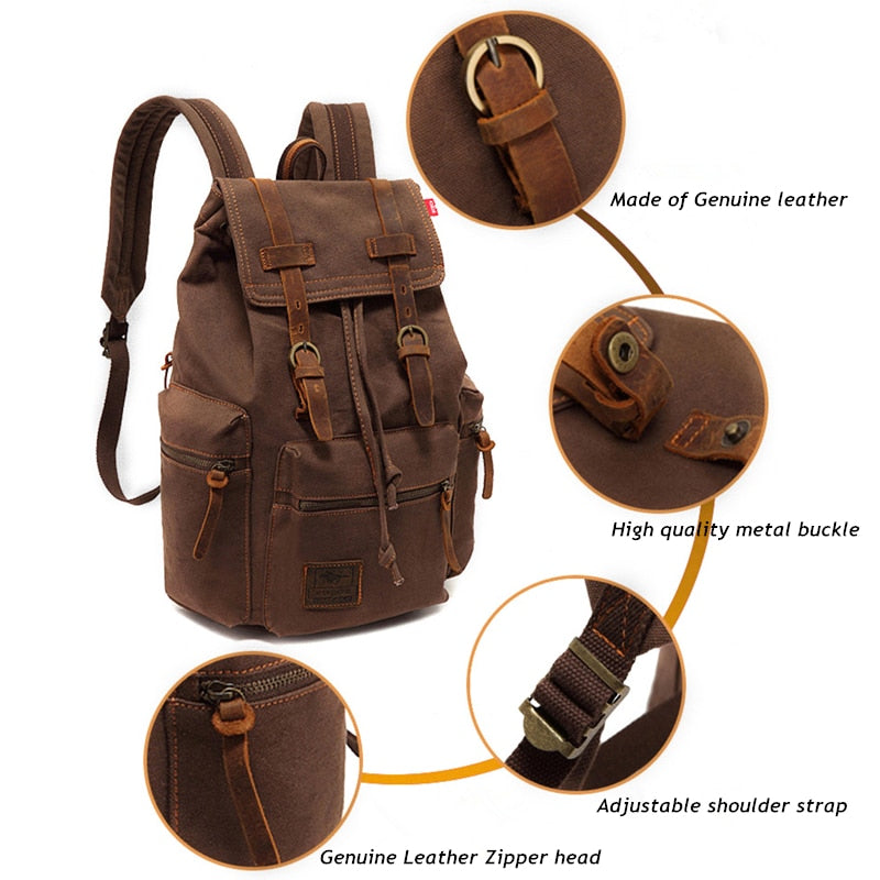 AUGUR New fashion men's backpack vintage canvas backpack school bag men's travel bags large capacity travel laptop retro bag