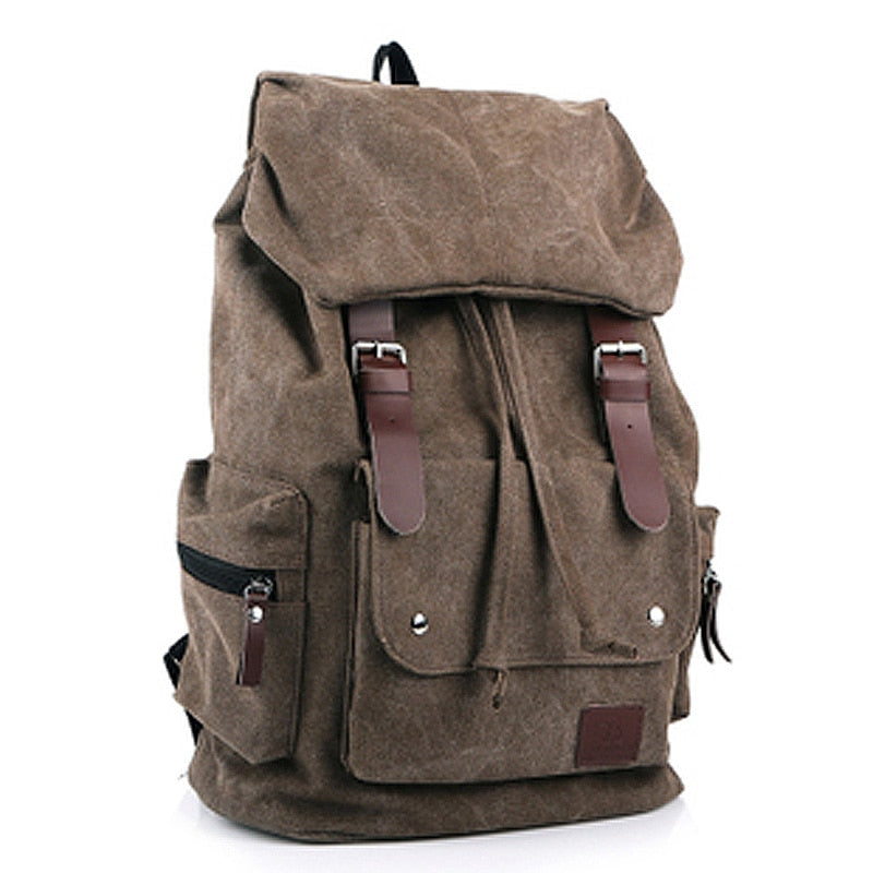 Hot Casual Men Canvas Travel Backpack Men's Vintage Student School Bag Big Laptop Rucksack Canvas Drawstring Backpack MX16