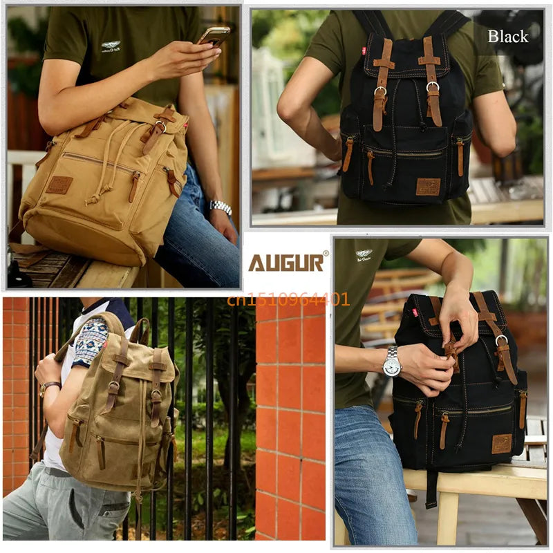 AUGUR New fashion men's backpack vintage canvas