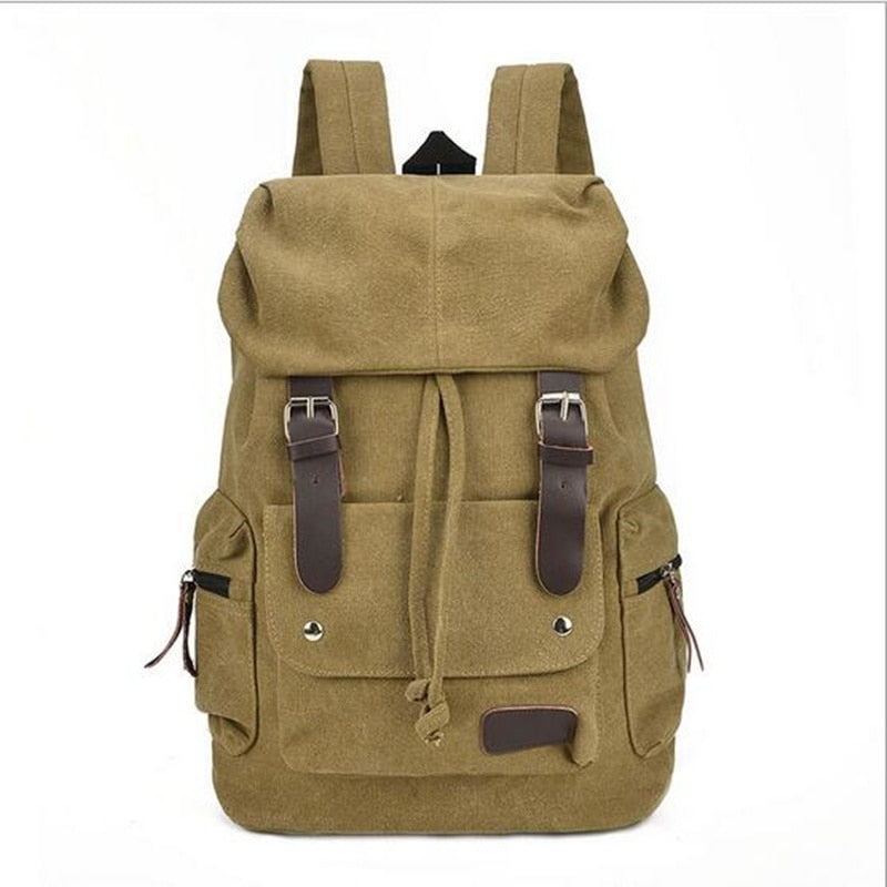 Hot Casual Men Canvas Travel Backpack Men's Vintage Student School Bag Big Laptop Rucksack Canvas Drawstring Backpack MX16