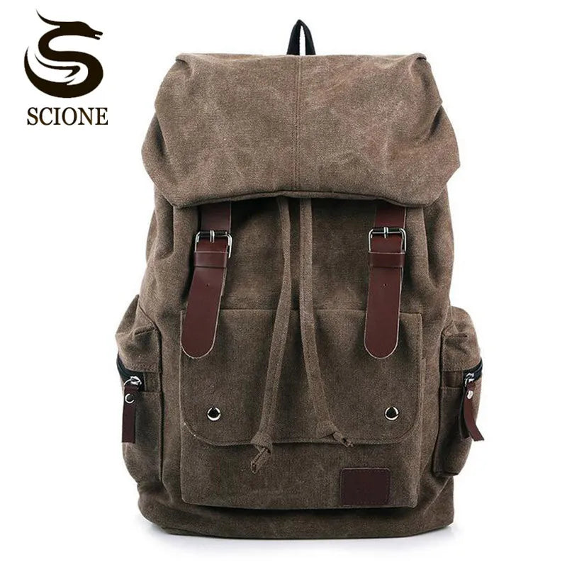 Hot Casual Men Canvas  School Bag Big  Drawstring Backpack MX16