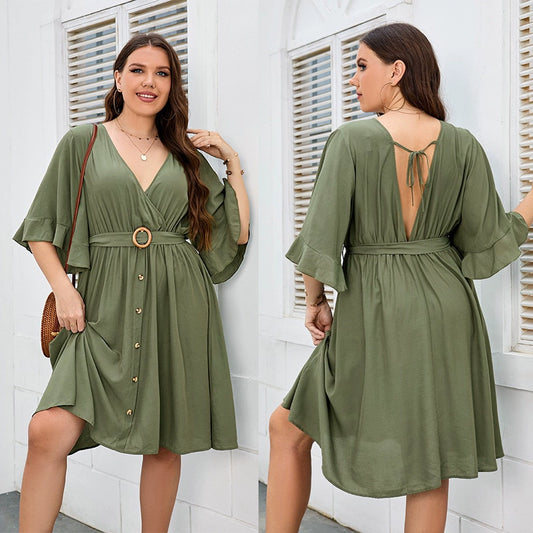 Casual plus Size Loose Backless Long Dress