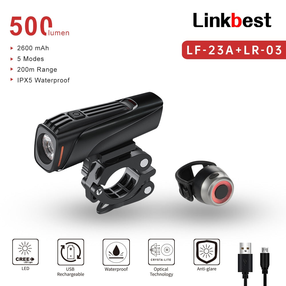 Linkbest 1000 lumens Bike Light Front Helmet Lamp USB Rechargeable LED 3400mAh Bicycle Light Headlight Bike Accessories