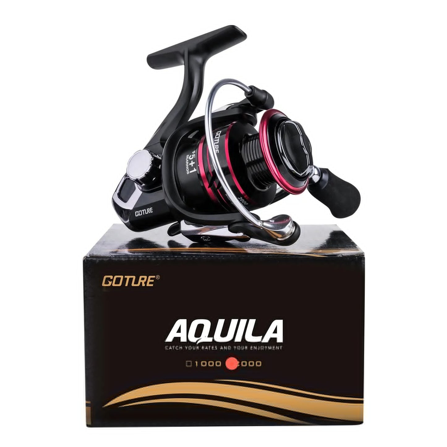 Goture Metal Fishing Reel Coil Sea Spinning Reels Deep and Shallow Spool Series 5.2:1 6BB Drag Power 8kg For Stream Fishing