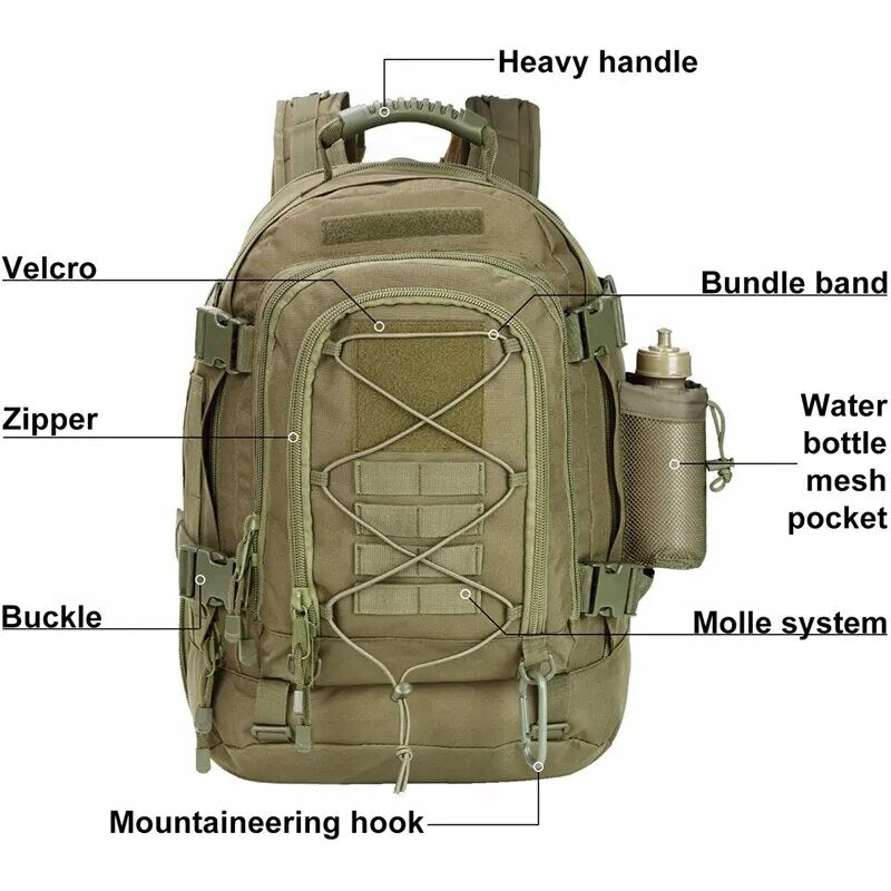 60L Large Military Tactical Backpack