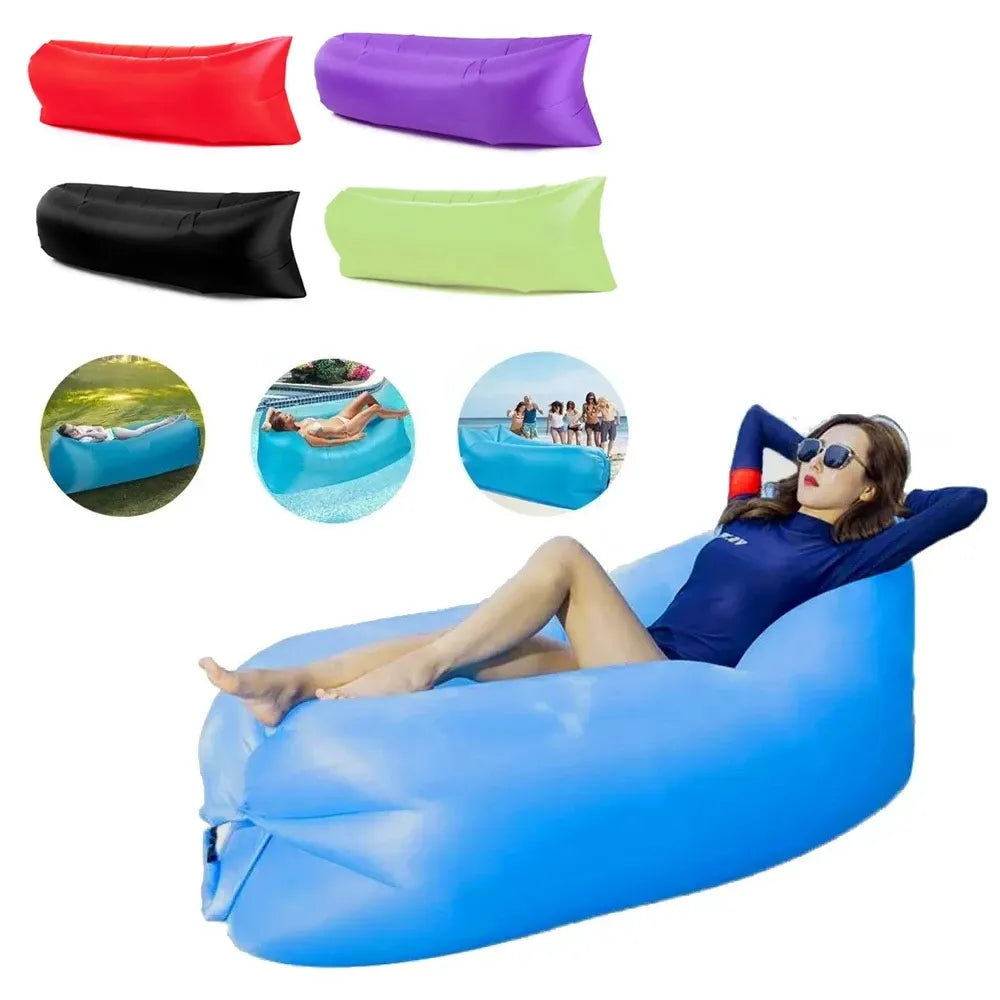 Inflatable Sofa Cushion Adults Kids Air Bed Lounger Couch Chair Bag Outdoor Picnic Swimming Pool Beach Camping Mat Portable Sofa