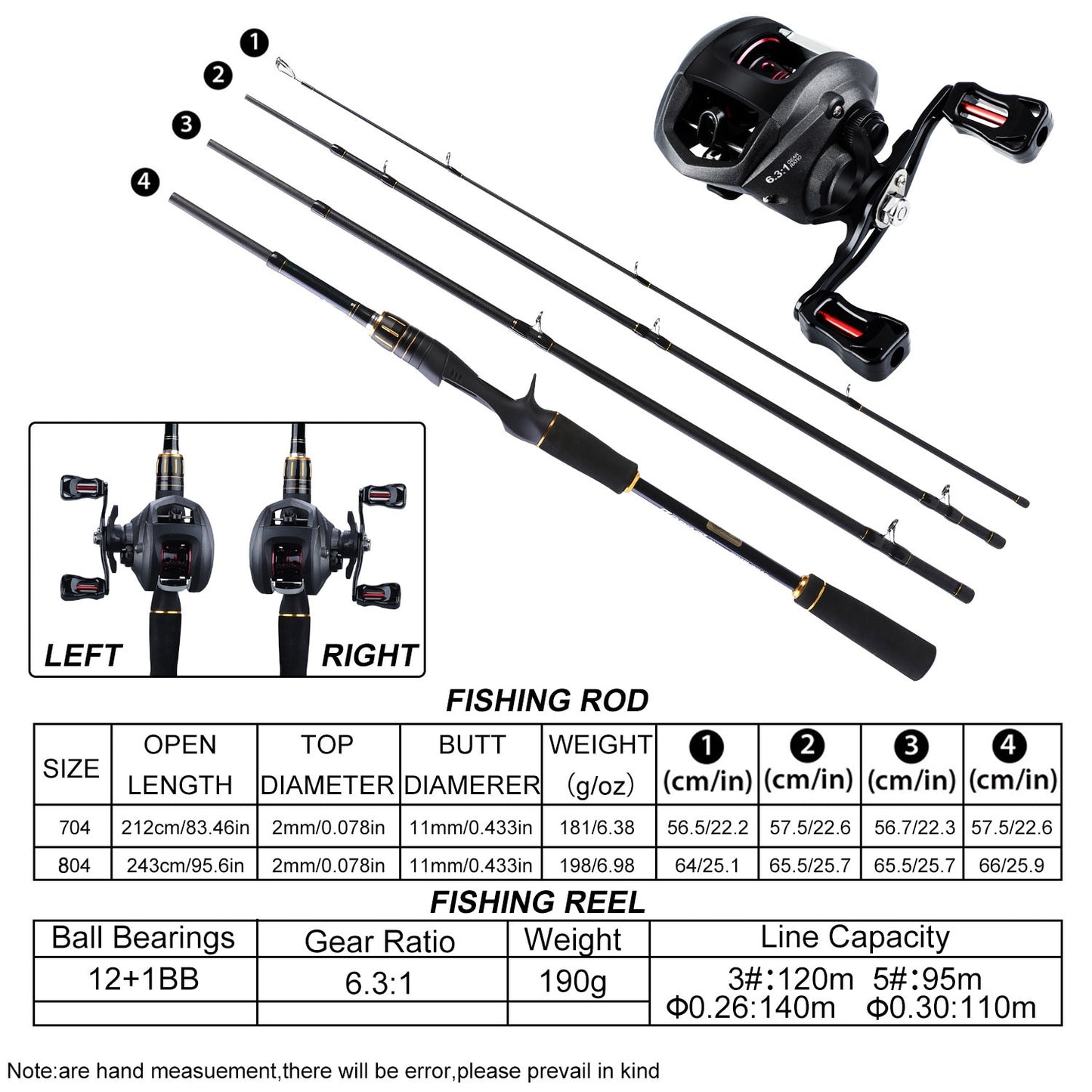 Fishing Rod Combo 2.1m 4 Sections Carbon Body EVA