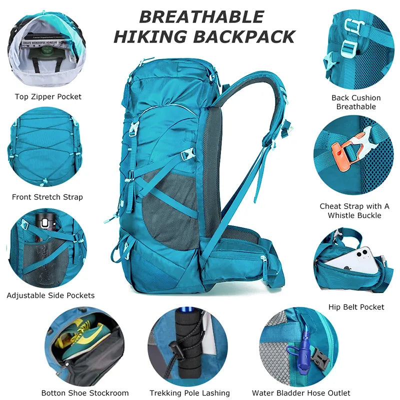 50L Hiking Backpack with Rain Cover