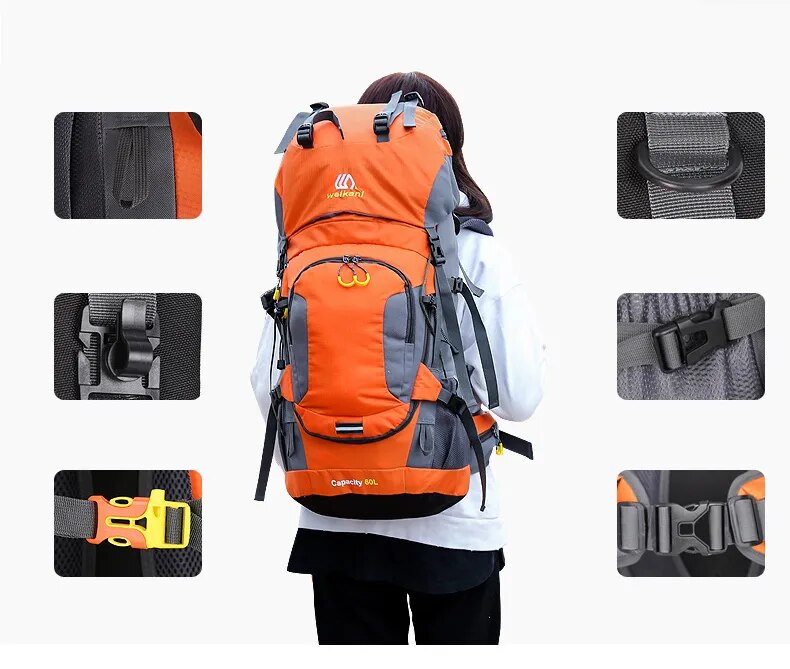 60L Waterproof Wear-Resistant Hiking Backpack