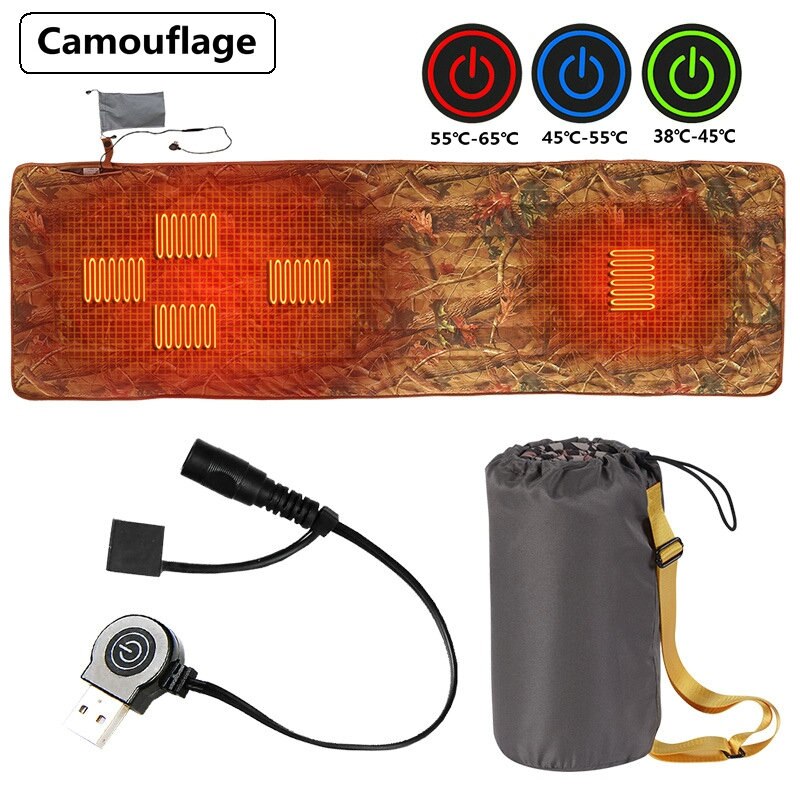 Outdoor USB Heating Sleeping Mat 5 Heating Zones Adjustable Temperature Electric Heated Pad for Camping Tent Mat 198*60mm